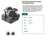 Dayton 5Z546 Open Power Relay,6 Pin,120Vac,Dpst-No
