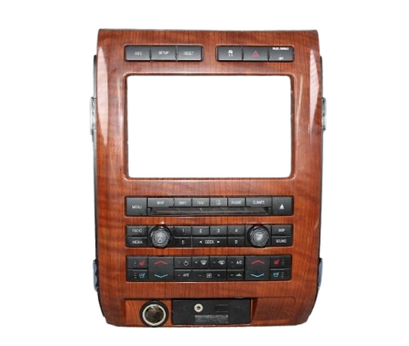 2009-2012 FORD F-150 CLIMATE RADIO SURROUND BEZEL TRIM WOOD DASH 9L3T-18A802-MB