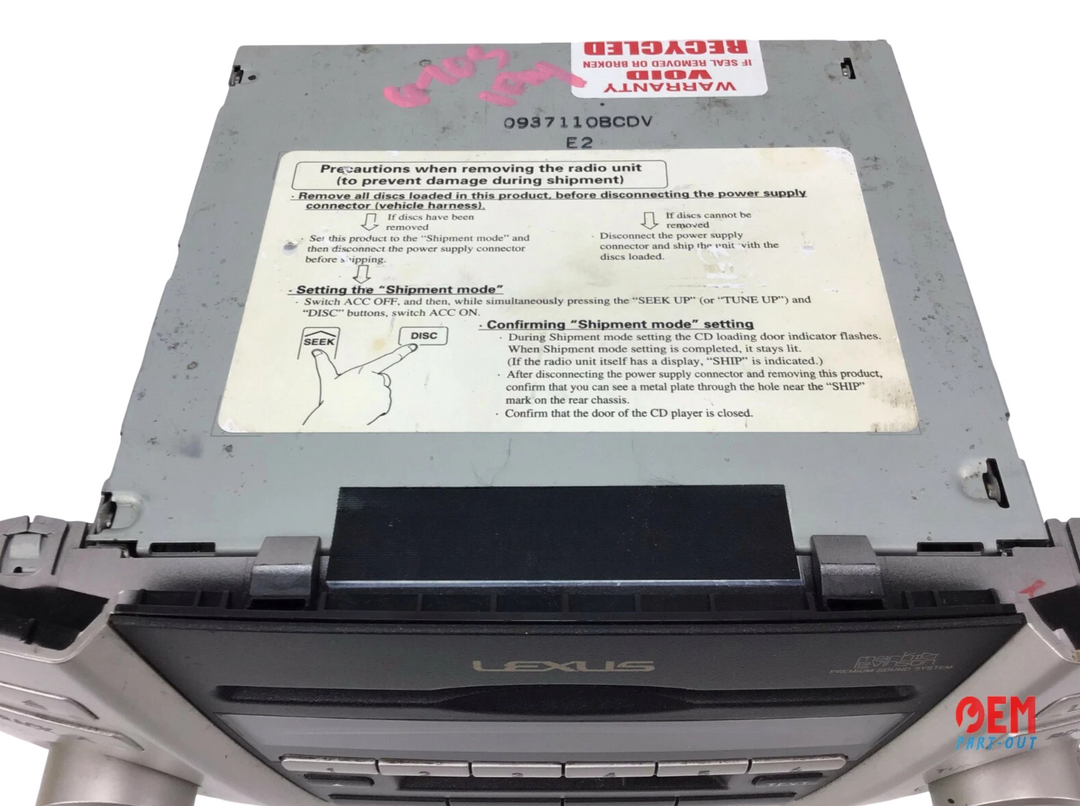 2004-2009q Lexus RX330 Mark Levinson 6-Disc CD Radio P6827 86120-48190 OEM