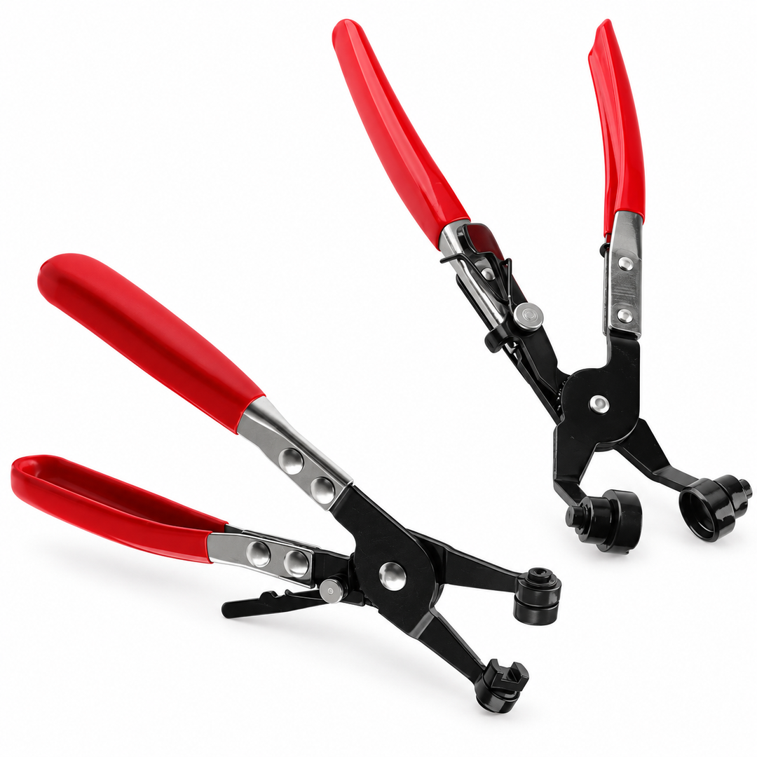 2-Piece Spring Hose Clamp Pliers Set – Straight & Angled Swivel Jaws – view 1