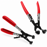 2-Piece Spring Hose Clamp Pliers Set – Straight & Angled Swivel Jaws – view 1