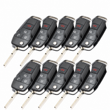 Ford Fusion four-button replacement key shell — set of ten