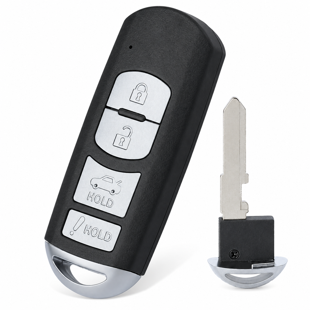 Mazda SKE13D01 four-button complete remote — remote and blade