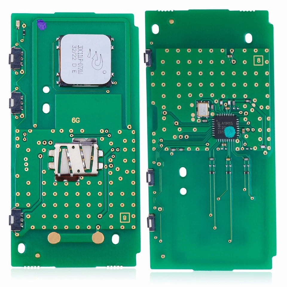 Mazda three-button remote — circuit board front and back