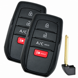 Two Toyota bZ4X HYQ14FBX A/C-button smart keys