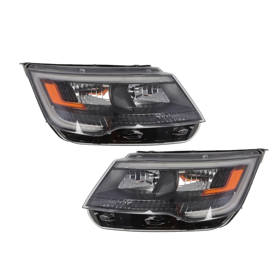 Black LED Headlight Pair for 2016-2019 Ford Explorer Sport Limited XLT Platinum - view 1