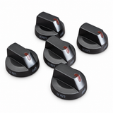 5-Pack DG64-00473B Black Stainless Range Knobs for Samsung