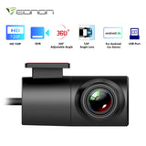 Black A100 car dash cam DVR with 720P resolution, adjustable angle lens, USB port, and visible Eonon branding.