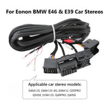 Black BMW E46 extended wiring harness with 17-pin and 40-pin connectors, labeled for Q50Pro and Q50SE models.