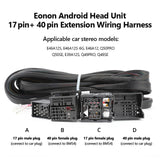 Black BMW E46 extended wiring harness with 17 pin male plug, 40 pin female plug, and three black plug connectors.