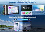 Eonon E46X6S2 BMW E46 M3 9inch QLED 6+64 Android car radio with black and white screen, side panel, and boot logo.