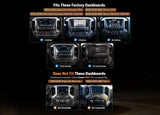 GM2V7 13" 8+128G car stereo with touchscreen, blue buttons, and “No Not Compatible” text for Chevy Silverado 2014-2018.