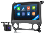 Chevy Silverado 2014-2018 10.1" Android 14 car radio with blue case, WiFi 6 icon, and side camera.