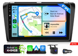 Black Mazda 3 2004-2009 Android Auto radio with 9-inch touchscreen, blue side panel, and visible Android 4+64GB branding.