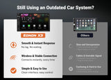 Black and white Double DIN 7-inch QLED wireless CarPlay Android Auto car stereo radio with side panel and visible branding.