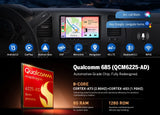 Eonon GMX6S PRO 8+128 Android 13 car stereo with black trim, side panel, and Qualcomm Snapdragon 685 chip graphic.