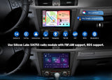 Black Eonon E90X7A CarPlay car radio with 9-inch touchscreen, Bluetooth, navigation, and “Hey Google, navigate home” text.