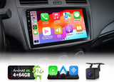 Black Eonon M3BLX7A 9-inch Android 14 car stereo with Apple CarPlay, Google Play, and Spotify app icons.