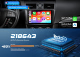 Black Eonon M3BLX7A 9-inch Android 14 car stereo with Apple CarPlay, Google, and Rockchip branding.