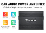 Black Eonon A304 16-pin 50W power amplifier with blue icon and white logo on metal casing.