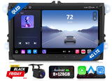 Black Eonon VWX6S PRO Android car stereo with 9-inch QLED screen, 72 km/h display, and 4G LTE connectivity.