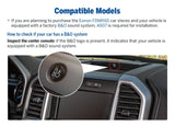 Black A507 B&O amplifier decoder adapter for Ford F150 2015-20 with blue oval logo on center console and side vents.