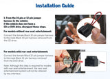 A508X decoder box with red and black 10-pin jumper harness, shown in side view with connector end on white background.