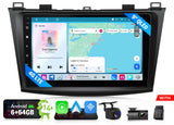 Black Eonon 9-inch QLED 6+64 Android 14 car stereo with touchscreen, map, music, and Bluetooth.