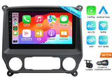 Eonon GMSX6S2 car radio with 8-core processor, 10.1-inch QLED screen, and multiple app icons including Phone, Music, Maps, and Podcasts.