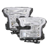 Fit For 2015-2017 Ford F150 Clear Headlights Chrome Head Lamps Left+Right Pair – product image