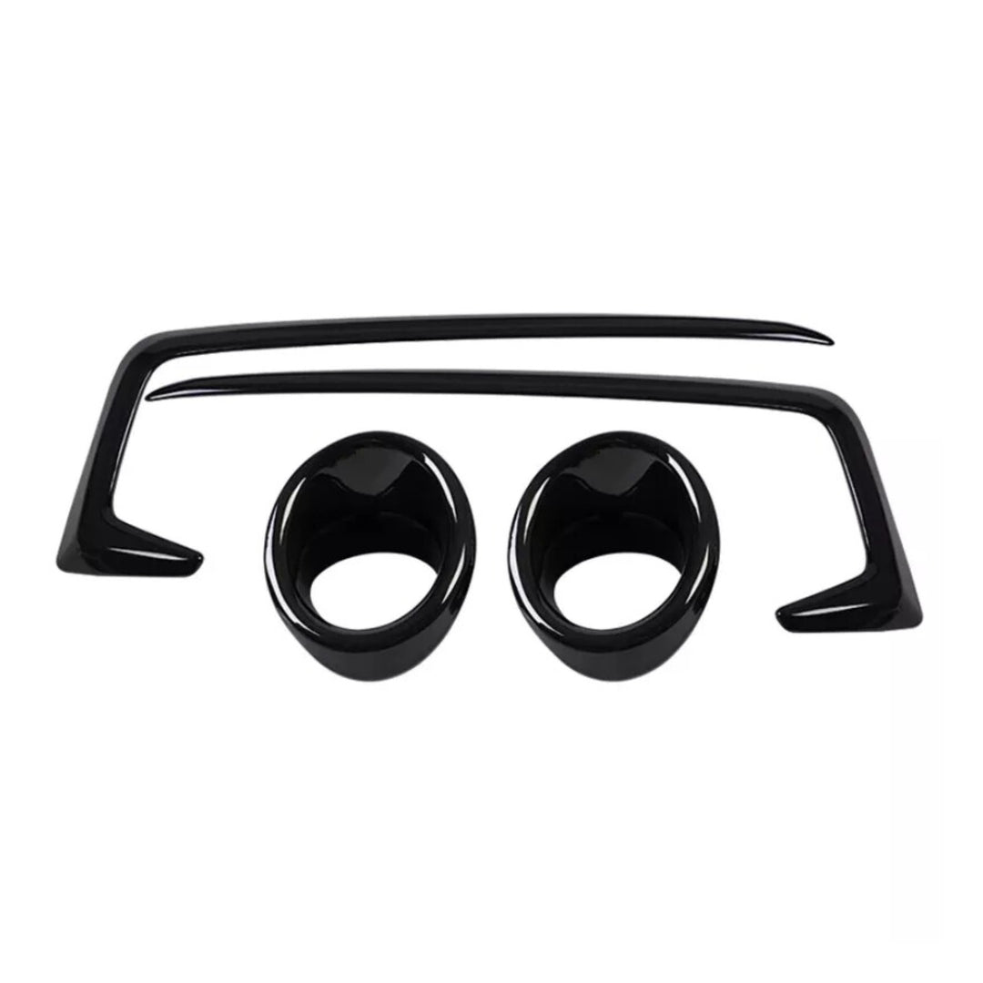 Front Bumper Fog Light Covers with Trim Strip Gloss Black for 2016-2019 Honda Civic
