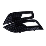 Front Fog Light Grille Cover Pair Gloss Black for 2013-2016 Audi A4 B8