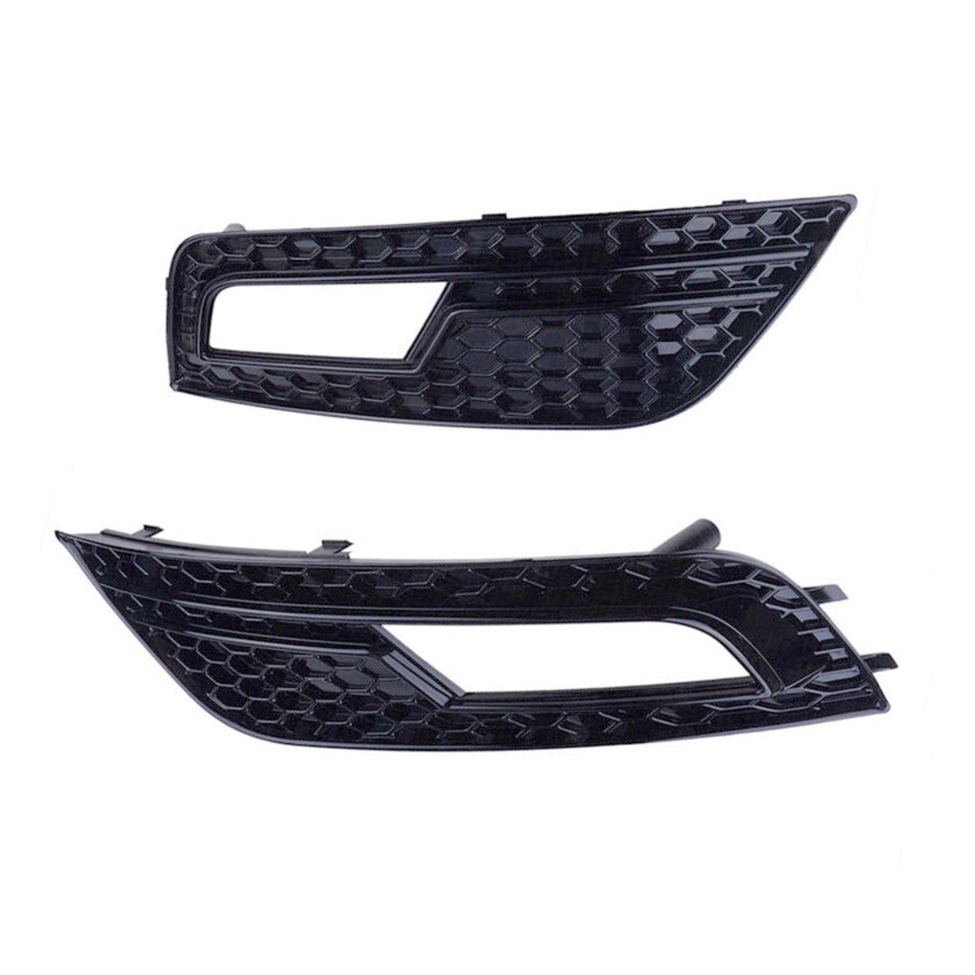 Front Fog Light Grille Cover Pair Gloss Black for 2013-2016 Audi A4 B8
