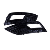 Front Fog Light Grille Cover Pair Gloss Black for 2013-2016 Audi A4 B8