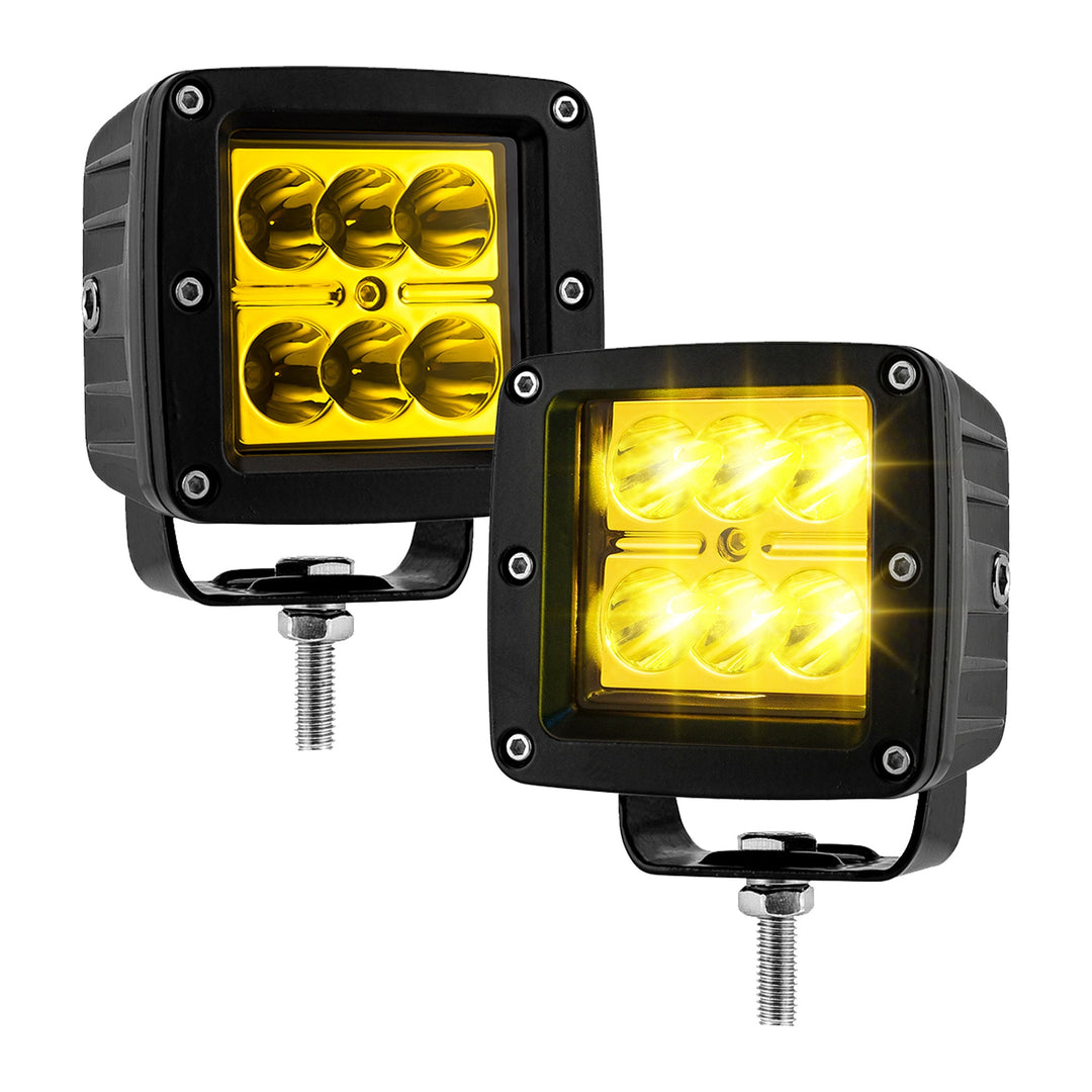 3" Amber LED Ditch Light Kit with Hood Brackets & Wiring for 2015-2019 Subaru Outback