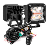 3" Amber & White Strobe LED Pods with Ditch Mounts & DT Wiring for Subaru Forester Outback