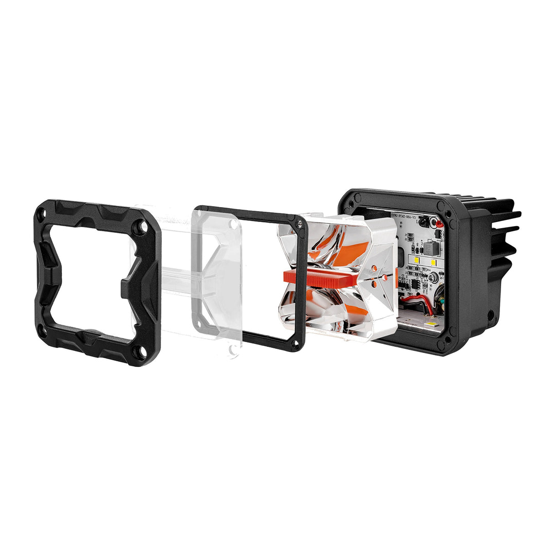 3" Amber & White Strobe LED Pods with Ditch Mounts & DT Wiring for Subaru Forester Outback - view 2