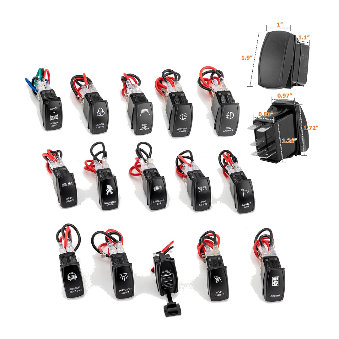 LED Backlit Rocker Switch for Polaris RZR Ranger CFMOTO ZForce - Choose Your Label