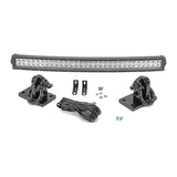 32" 180W Curved LED Light Bar with Tow Hook Bumper Brackets for 2010-2018 Ram 2500 3500