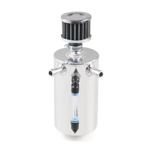 Universal 0.5L Silver Aluminum Oil Catch Can Tank Reservoir Breather Filter Kit