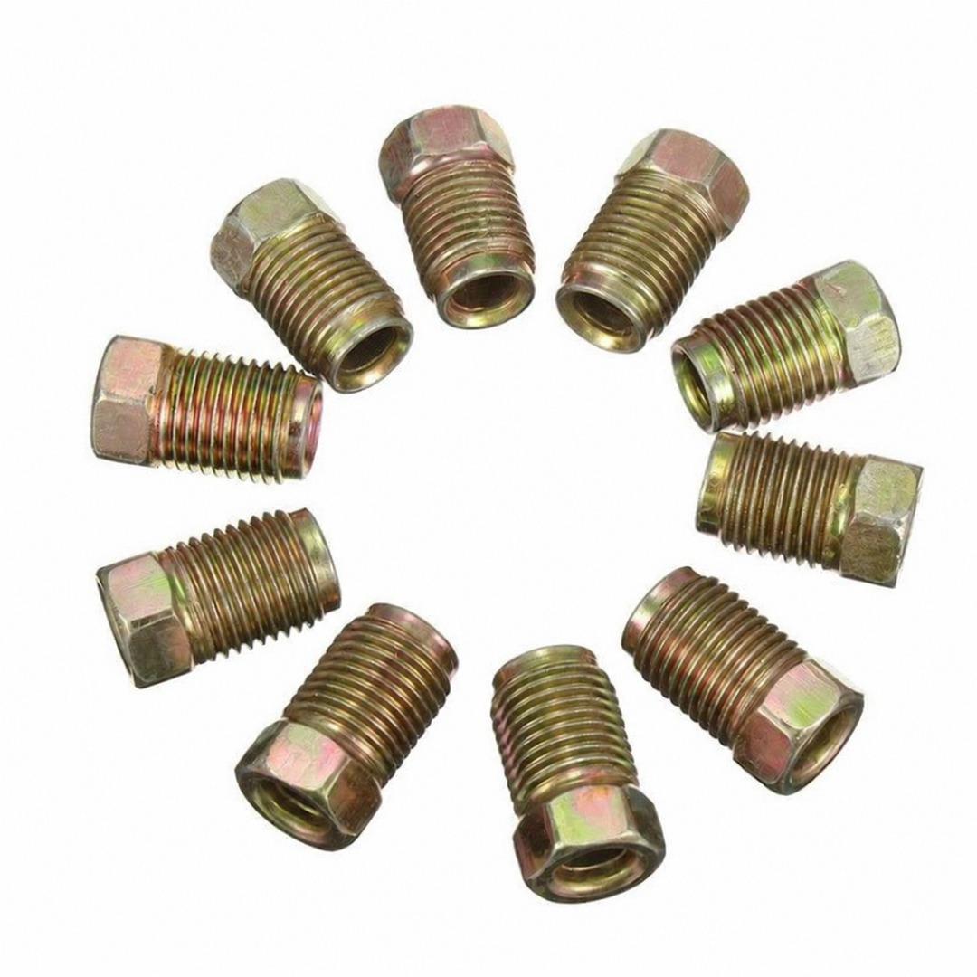 Set of 10 M10x1.0 Male Brake Line Fitting Nut for 3/16" Pipe Toyota Honda Nissan