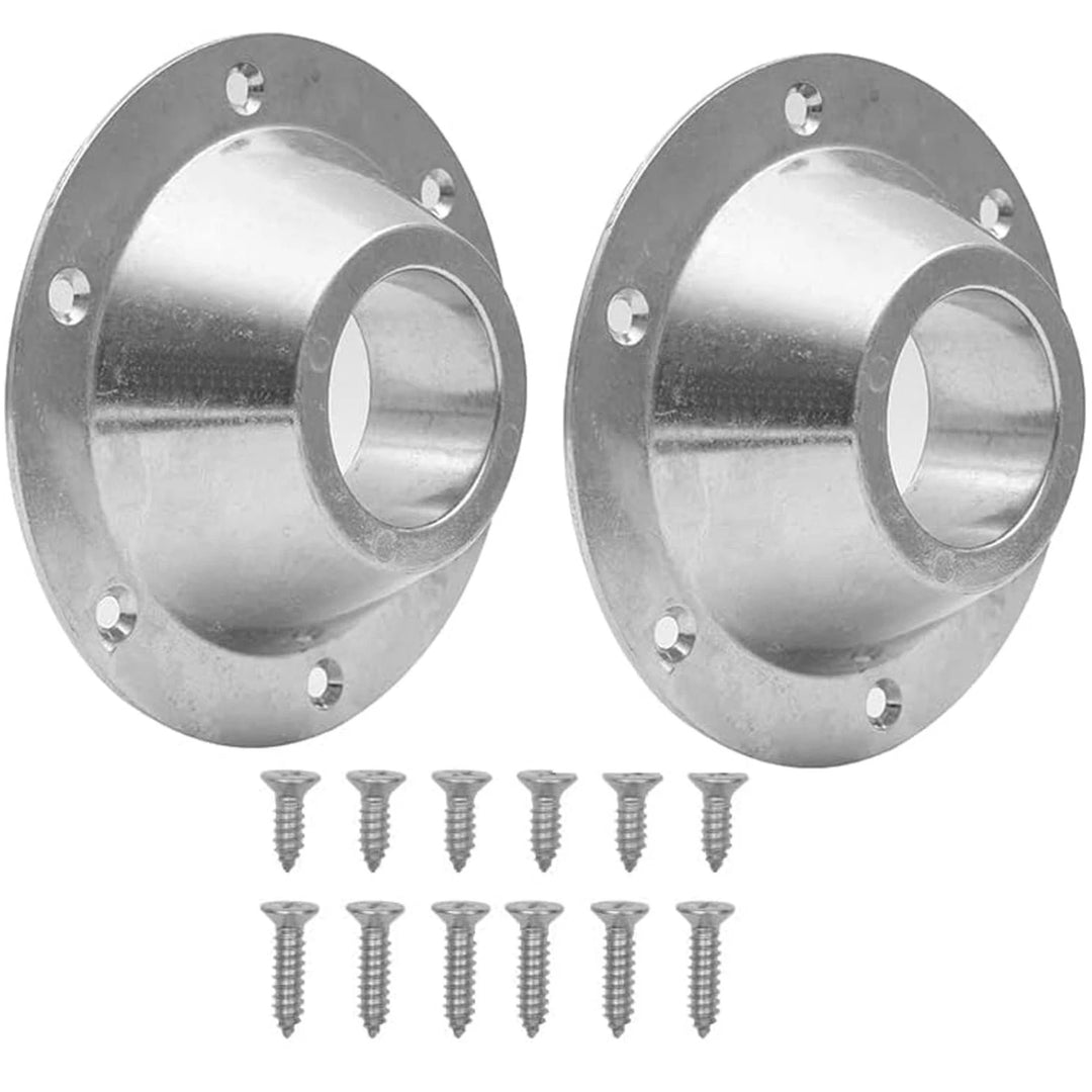 Set of 2 RV Table Base Mount Aluminum Pedestal Flange 6.5" OD 6 Holes with Screws