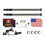 Pair 3 ft Whipless Fat LED Whip Lights with 4-Button Switch for Polaris RZR UTV