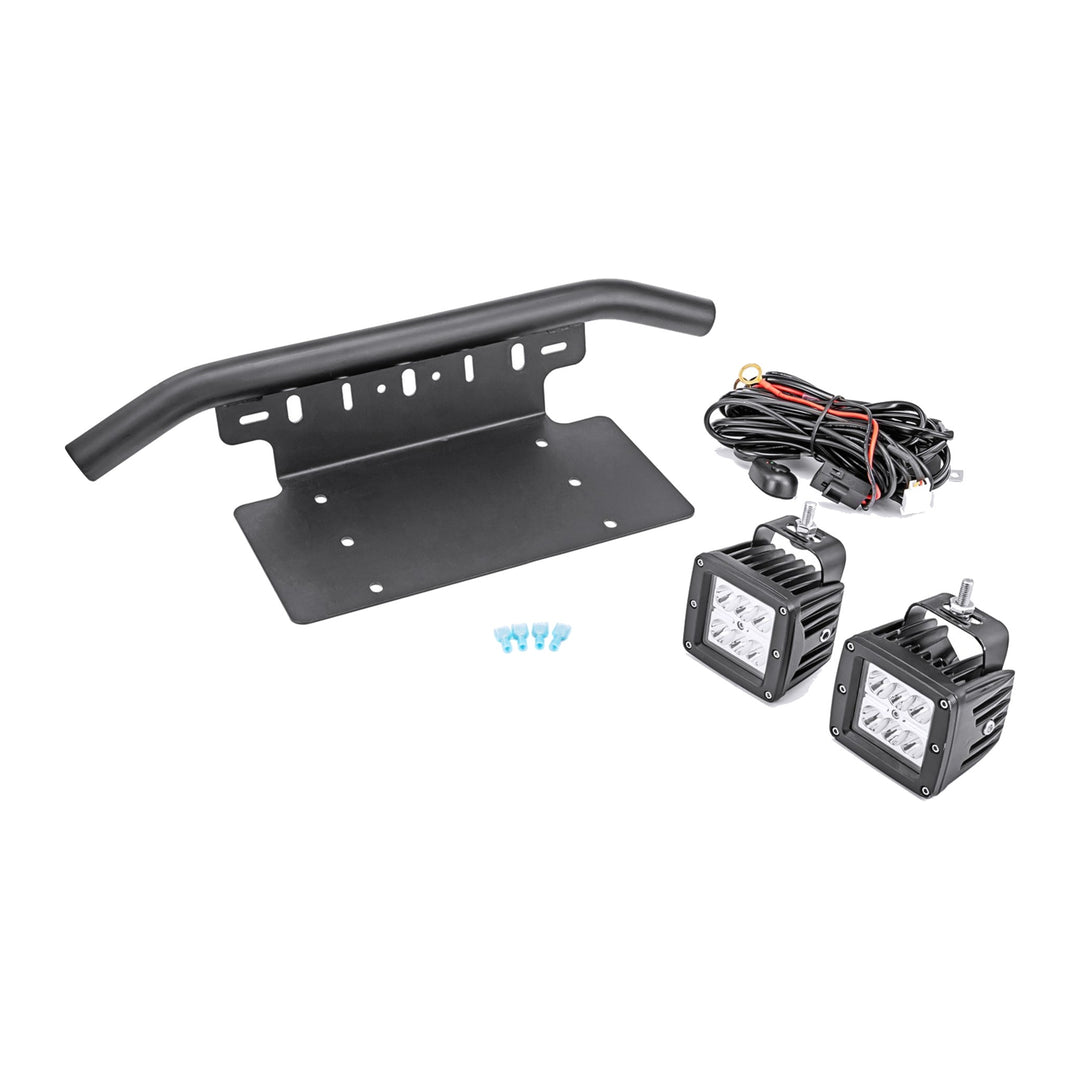 Bull Bar License Plate Mount with LED Pods and Wiring for Toyota Tacoma 4Runner Tundra