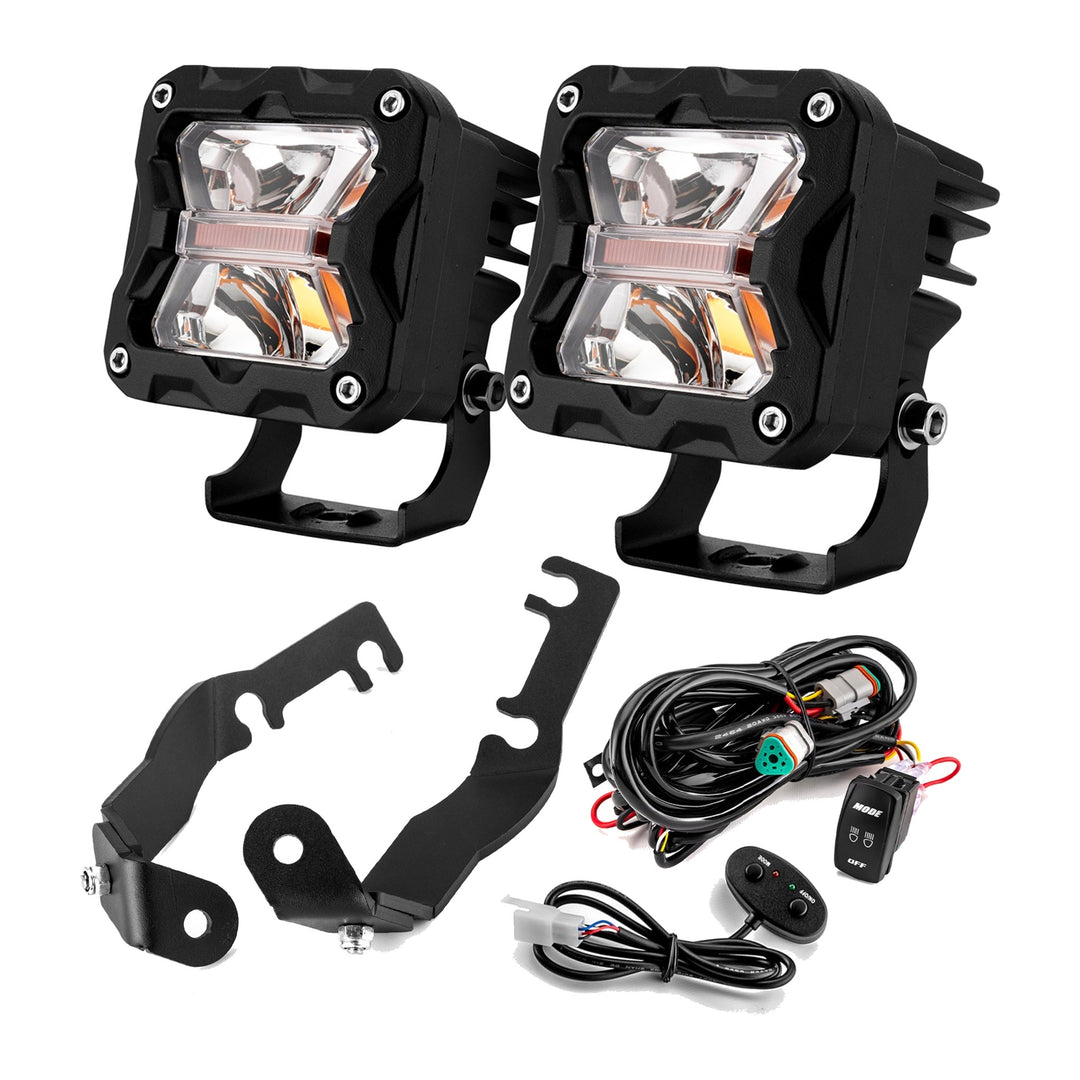 White and Amber Strobe LED Hood Hinge Ditch Light Kit for 1995-2004 Toyota Tacoma