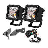 White and Amber Strobe LED Hood Hinge Ditch Light Kit for 1984-2001 Jeep Cherokee XJ