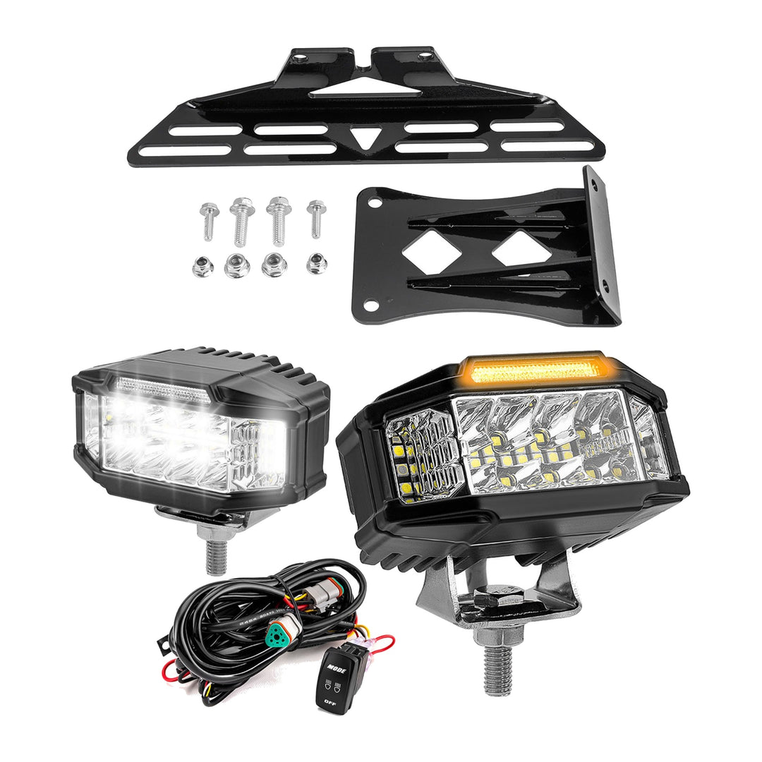 3.5 in White Amber LED Pods with Hood Mounts and DT Wire for 2019+ Yamaha YXZ1000R
