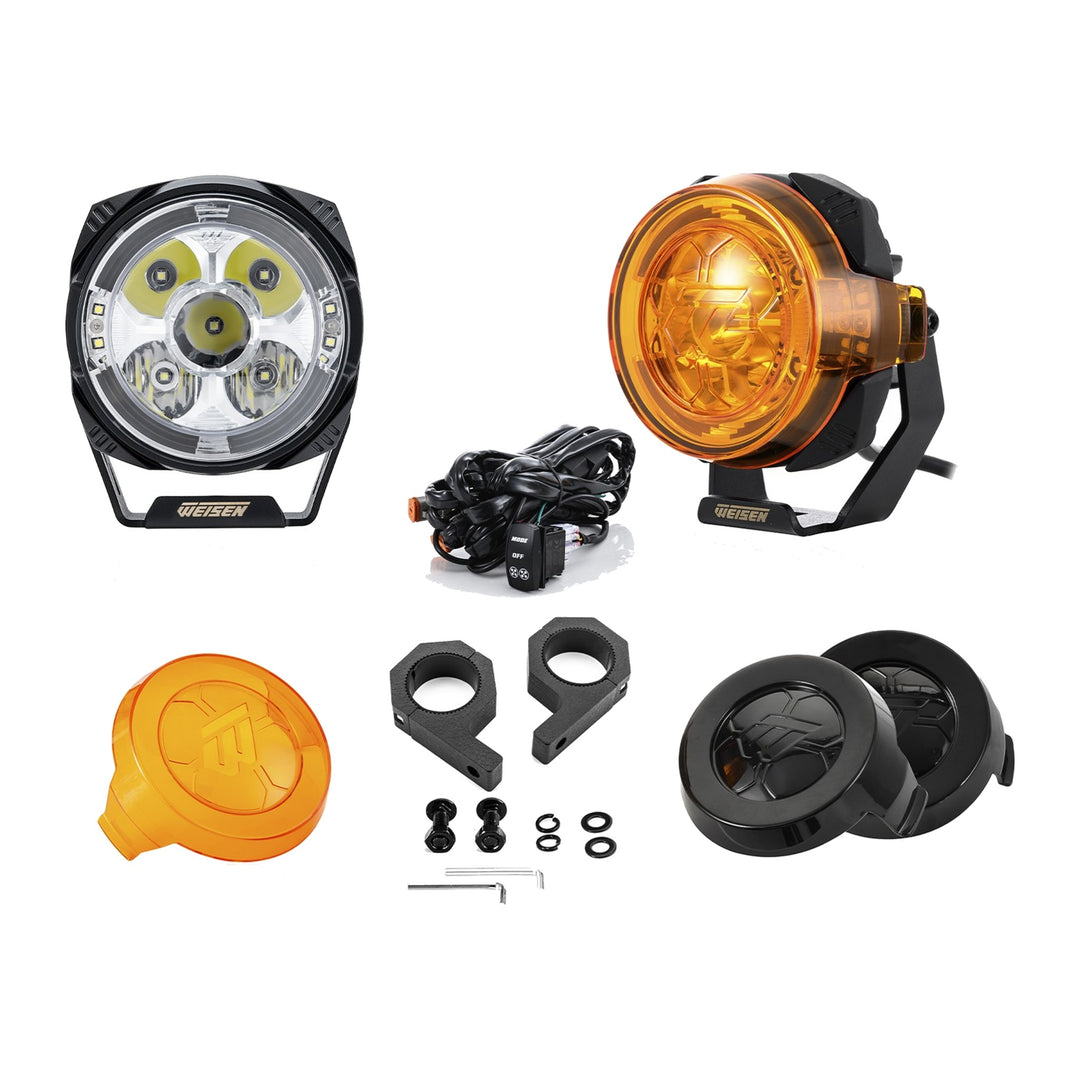 Roof 3.5 in LED Pod Lights with DT Wiring and Clamps for 1 in to 2 in Roll Cage UTV