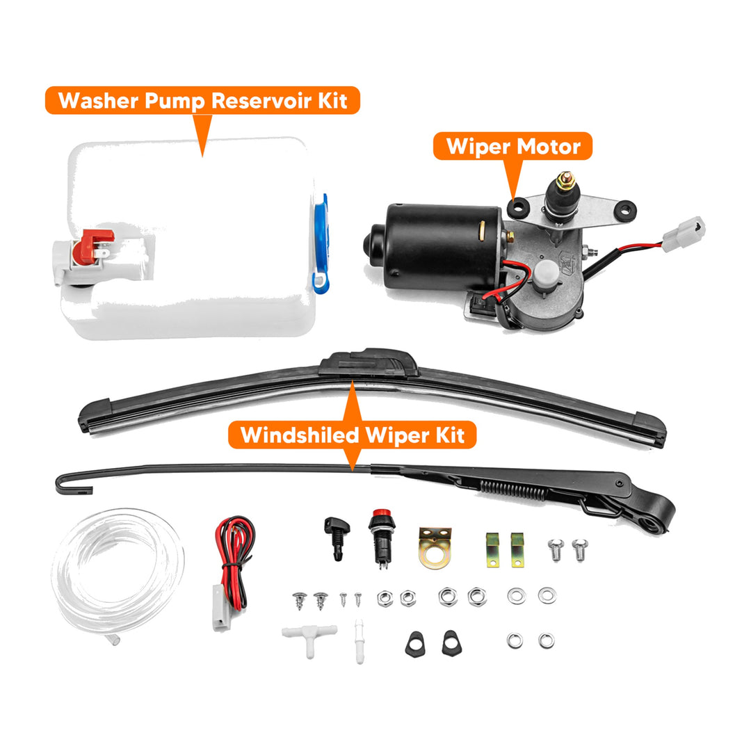 12V Electric Windshield Wiper Motor and Center Mirror Kit for Polaris RZR Turbo R / Pro R - view 2