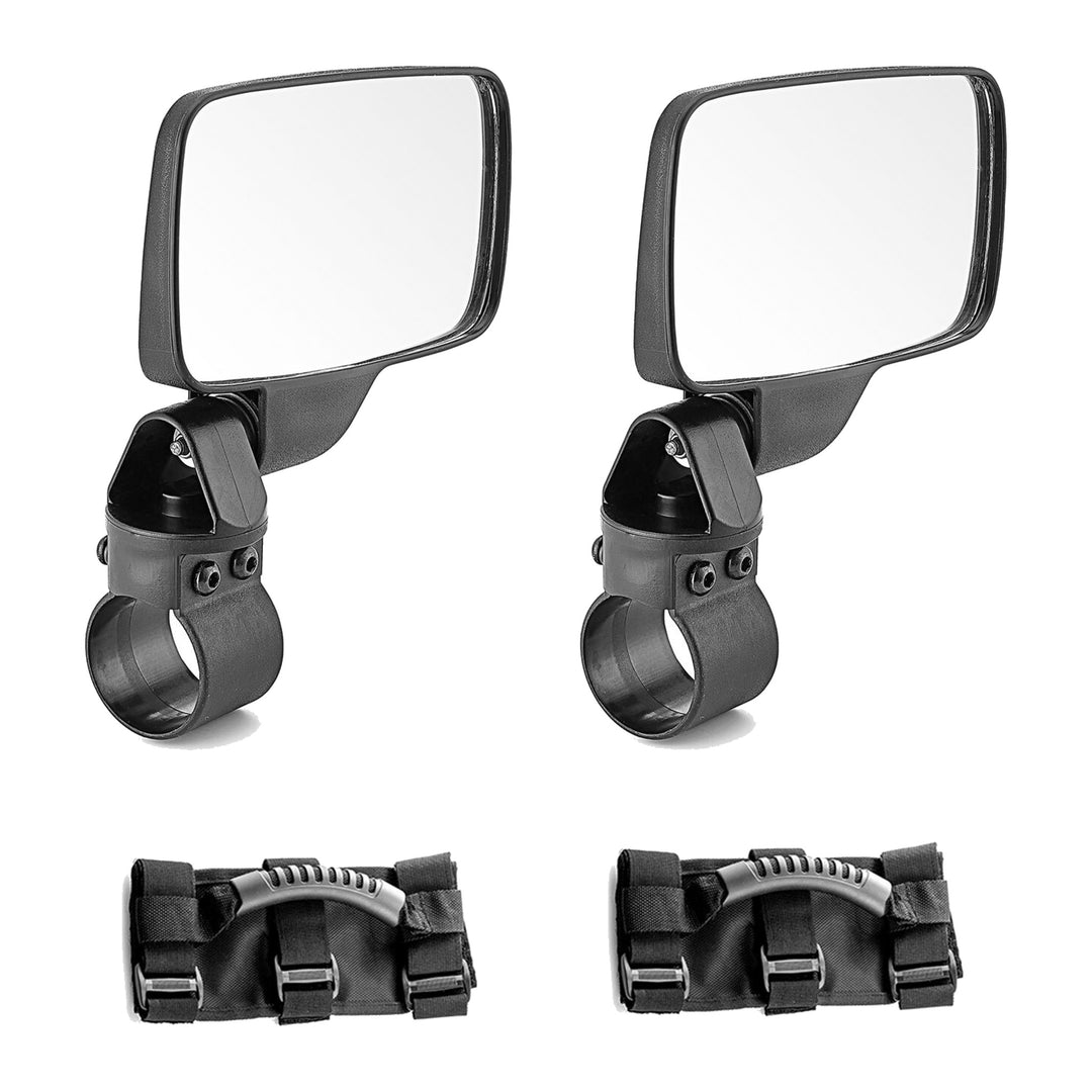 Breakaway Side Rear View Mirrors with Grab Handles for Polaris RZR and Kubota RTV